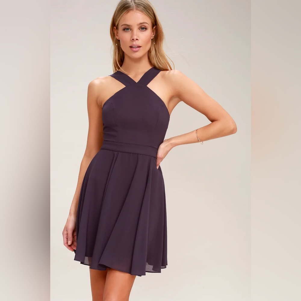 Lulus Dusty Purple Skater Dress